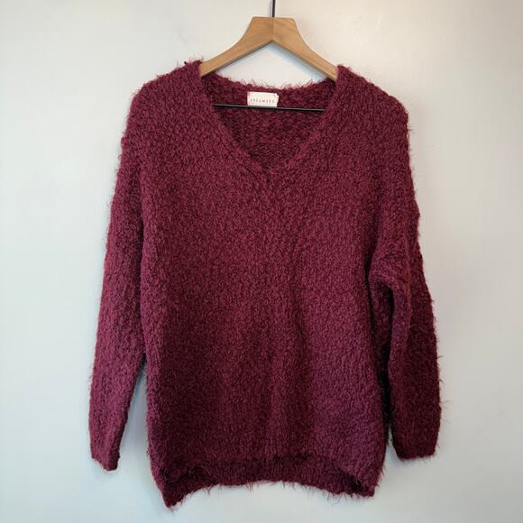 Dreamers by Debut Women's Eyelash Sweater Top Burgundy Red Size Medium - Picture 1 of 6